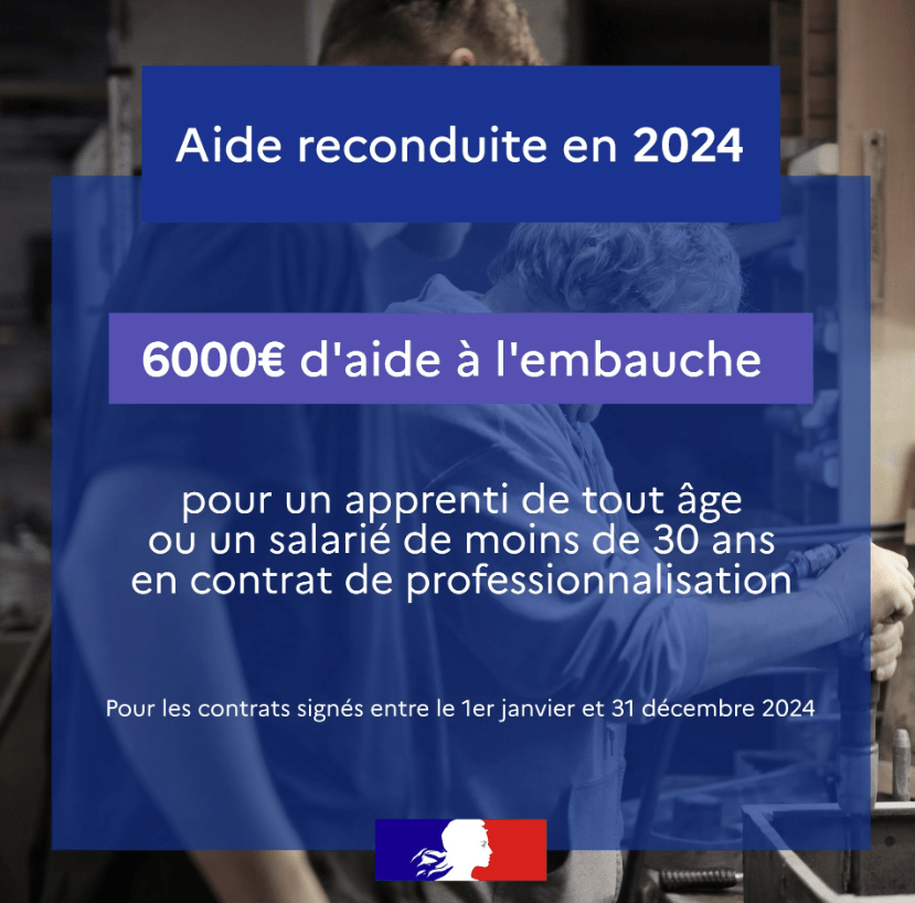 Prolongation de l’aide à l’embauche des apprentis en 2024